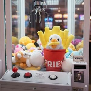 APPLAUSE JAZWARES Plush Seagull In Bucket Of Fries Claw Machine Prize